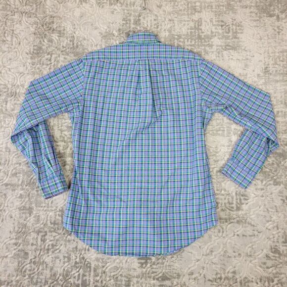 Ralph Lauren Shirt Mens Medium Purple Blue Plaid Button Down Yellow Pony - Picture 10 of 13